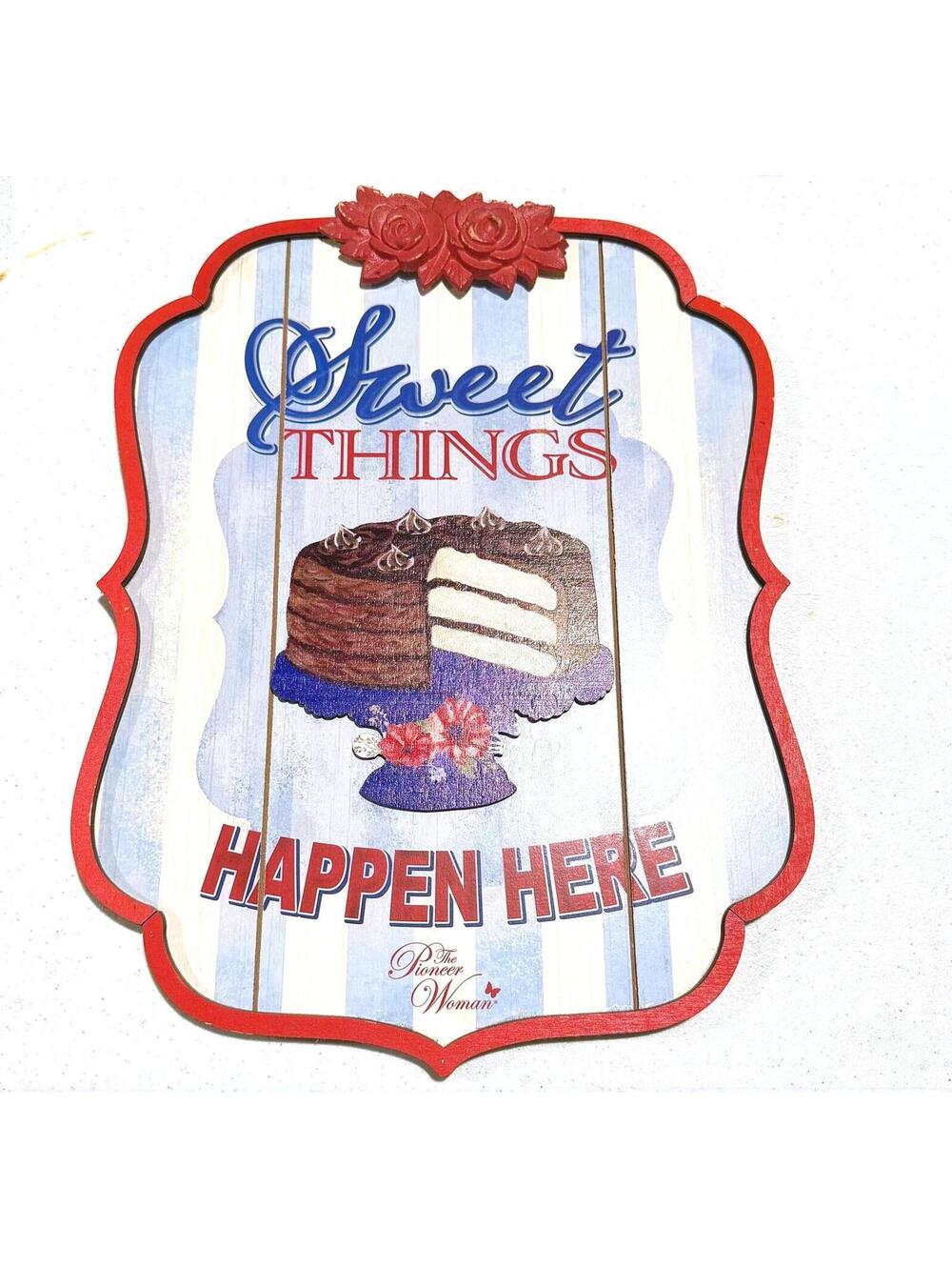 Vintage Pioneer Woman Cake Flowers Sweet Things Wooden Plaque